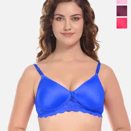 FIMS Pink & Magenta Pack of 4 Cotton Lightly Padded Bra-image-66