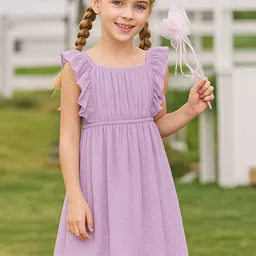 BAESD Girls Flutter Sleeves Knee Length Fit & Flare Dress-image-4