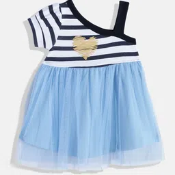 Moms Love Infant Girls Printed One Shoulder Pure Cotton Fit & Flare Dress-picture-55