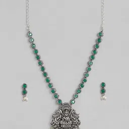 AITIHYA Necklace With Colored Stones & Matching Earrings-12