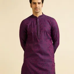 Manyavar Ethnic Motifs Woven Design Regular Thread Work Kurta With Pyjama-picture-9