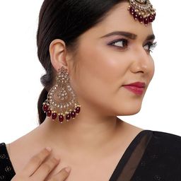 Rhymee Gold Plated Stone Studded & Beaded Jewellery Set-image-60
