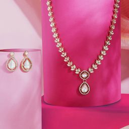 Zaveri Pearls Gold-Plated Austrian Diamond-Studded Jewellery Set-18