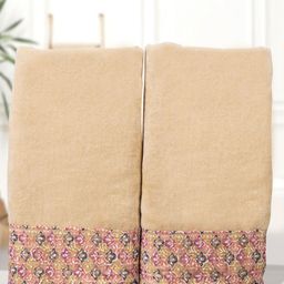 RANGOLI Pack of 2 Beige Solid Cotton 450 GSM Towel Set-14