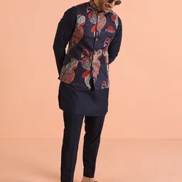 KISAH Mandarin Collar Straight Kurta & Trouser With Nehru Jacket-image-51