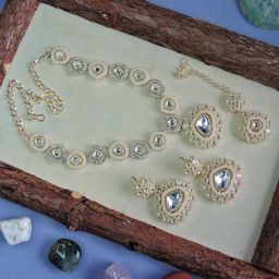 Anouk Gold-Plated Stones Studded & Beaded Jewellery Set-16