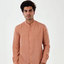 Celio Mandarin Collar Classic Opaque Cotton Casual Shirt-image-68