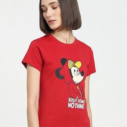 Bewakoof Official Disney Merchandise Busy Doing Nothing Slim Fit T-Shirt-picture-54
