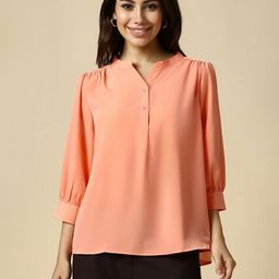Allen Solly Woman Pleated Puff Sleeves Shirt Style Top-image-23
