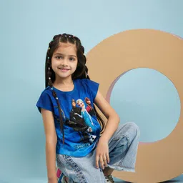 Disney by Wear Your Mind Girls Blue Frozen Printed Top-image-8