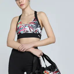 Puma dryCELL Tropical Printed Full Coverage Styled Back Workout Bra 52678651-36