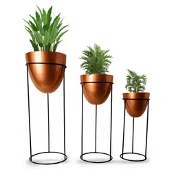Nymph Copper-Color 3 Pieces Flower Planters With Stand-picture-24