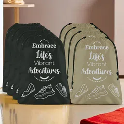 Aura Brown & Black 8 Pieces Printed Storage Shoe Organisers-image-81