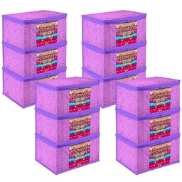 Kuber Industries Purple 12 Pieces Printed Saree Organizer-image-96