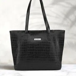 DressBerry Black Textured Textured Structured Shoulder Bag-picture-8