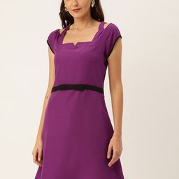 Shubhangini Fashion Women Purple Solid Fit and Flare Dress-picture-30