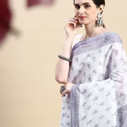 SHANVIKA Floral Printed Pure Cotton Block Print Saree-14