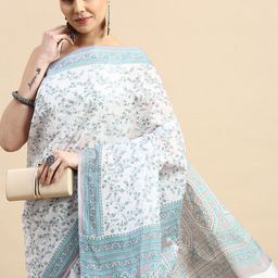 SHANVIKA Floral Printed Pure Cotton Block Print Saree-picture-14