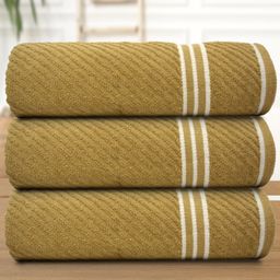 Athom Living Beige 3 Pieces Cotton 380 GSM Bath Towels-image-97