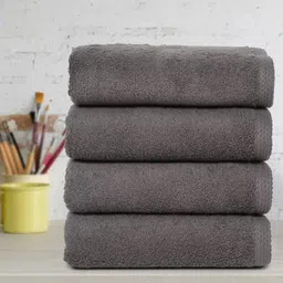 DREAM WEAVERZ Grey 4 Pieces Cotton 550 GSM Hand Towels-image-13