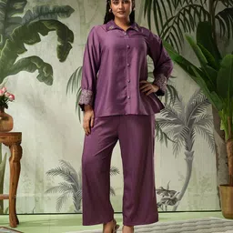 Bani Women Embellished Puff Sleeve Shirt With Trousers-picture-43