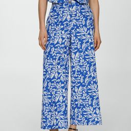 MANGO Women Abstract Printed Pure Cotton Crop Trousers-3