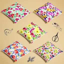 ArtzFolio Multicoloured Set of 5 Square Cushion Covers image 2