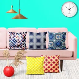 ArtzFolio Multicoloured Set of 5 Square Cushion Covers-image-85