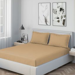 DDecor Brown 180 TC King Bedsheet with 2 Pillow Covers-image-65