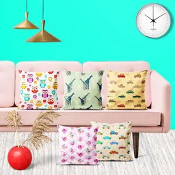 ArtzFolio Multicoloured Set of 5 Square Cushion Covers-25