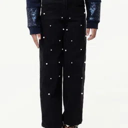 One Friday Girls Relaxed Embellished Mid-Rise Trousers-image-23