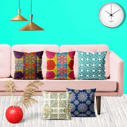 ArtzFolio Multicoloured Set of 5 Square Cushion Covers-image-89