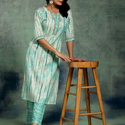 Libas Women Floral Printed Regular Kurta with Trousers-image-51