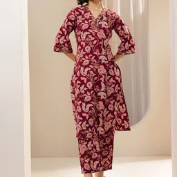 Libas Women Floral Printed Regular Kurta with Trousers-image-18