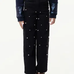 One Friday Girls Relaxed Embellished Mid-Rise Trousers-image-9