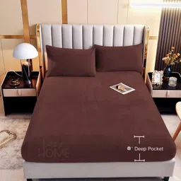 ohello Coffee Brown King Bedsheet with 2 Pillow Covers-image-41