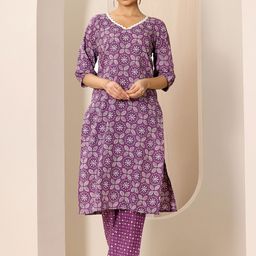 Libas Ethnic Motifs Printed V-Neck Kurta With Trousers-image-29