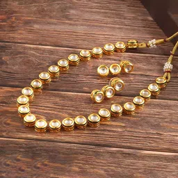 Jewar Mandi White Gold-Plated Kundan Studded Jewellery Set-56
