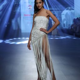 Babita M Strapless Embellished Crepe Sheath Maxi Dress-image-25
