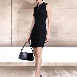 Miss Chase Women Shirt Collar Sleeveless Bodycon Dress-image-81