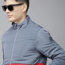 U.S. Polo Assn. Men Grey Red Colourblocked Puffer Jacket-image-68