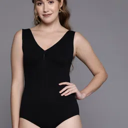 Inddus Women Black Slimming High Compressed Seamless Camisole Shaping Bodysuit-image-84