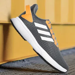 ADIDAS Men Grey & Orange Woven Design Harquin Running Shoes-14