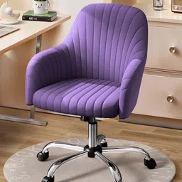 Oakcraft Purple & Grey Striped Velvet Fabric Study Chair-11