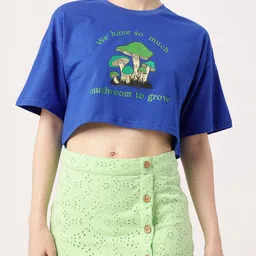 Fungi Fun With Feminine Touch Printed Boxy Crop T-shirt-image-52