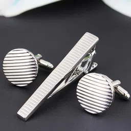 PELUCHE Men Silver-Toned Rhodium Plated Accessory Gift Set-image-74