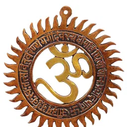 Exotic India Brown Om With Gayatri Mantra Wall Hanging-image-61