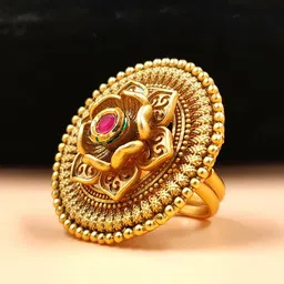 JYONA Gold Plated Stone-Studded Adjustable Finger Ring-36
