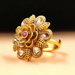 JYONA Gold-Plated Stone-Studded Adjustable Finger Ring-17
