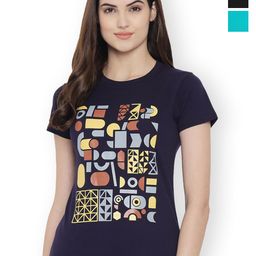 Fabflee Women Multicoloured 3 Printed Applique T-shirt-picture-7